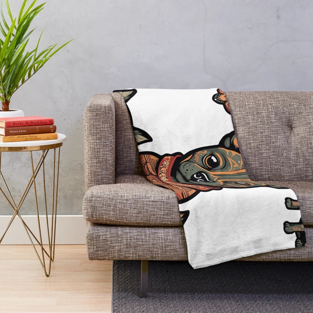 Xolo dog themed plush blanket with Mexican hairless dog design