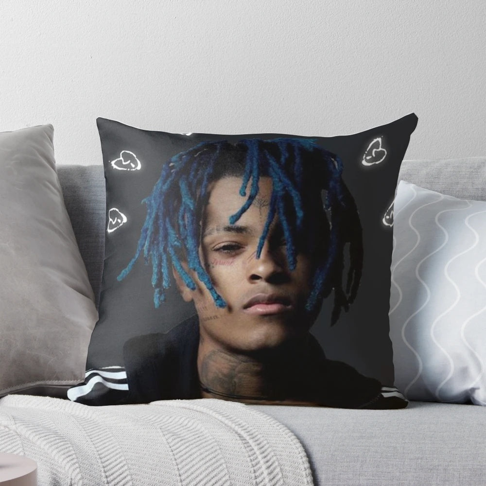Soft, high-quality pillow featuring the image of late rapper Xxxtentation