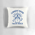 Navy blue throw pillow with "Current Mood: Yacht Rock" text, perfect for yacht rock enthusiasts