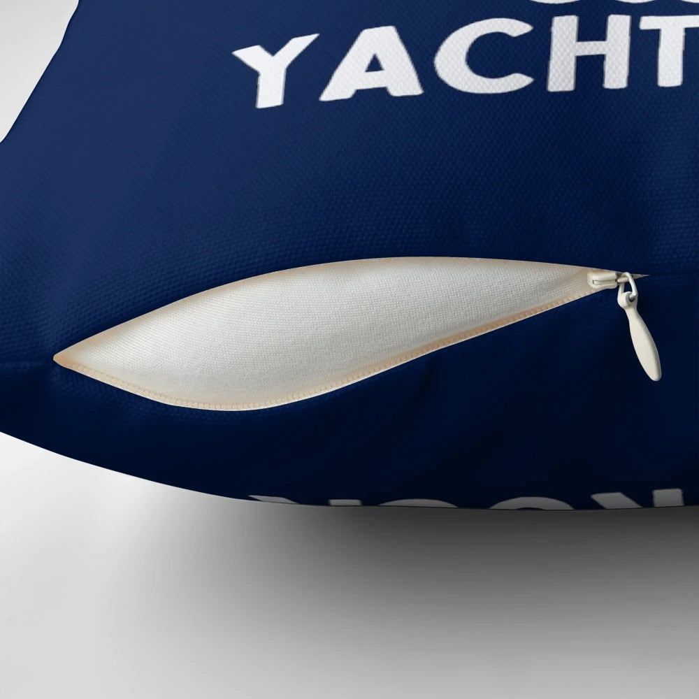 A white throw pillow with the text "Current Mood: Yacht Rock" for the ultimate yacht rock fan.