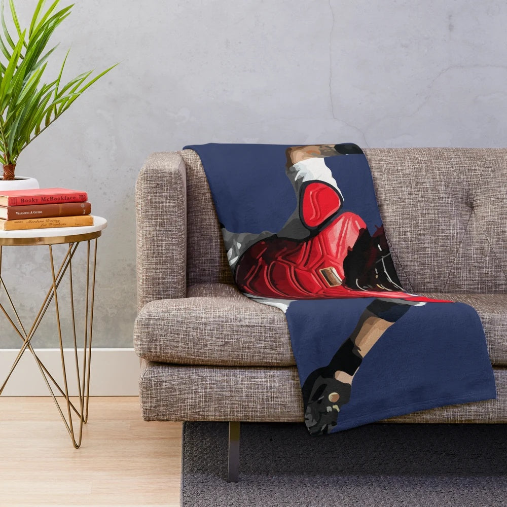 Yadier Molina baseball illustration plush blanket
