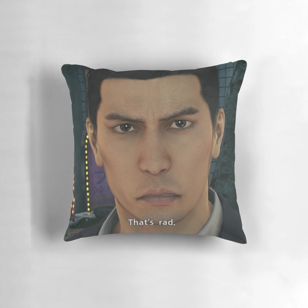Yakuza-themed pillow featuring Kazuma Kiryu, the protagonist of the Ryu ga Gotoku (Yakuza) video game series.