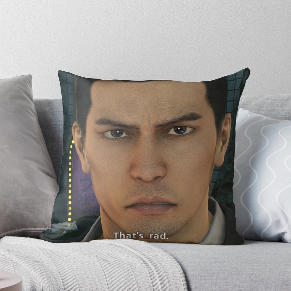 Yakuza-themed pillow featuring Kazuma Kiryu, the protagonist of the Ryu ga Gotoku (Yakuza) video game series.