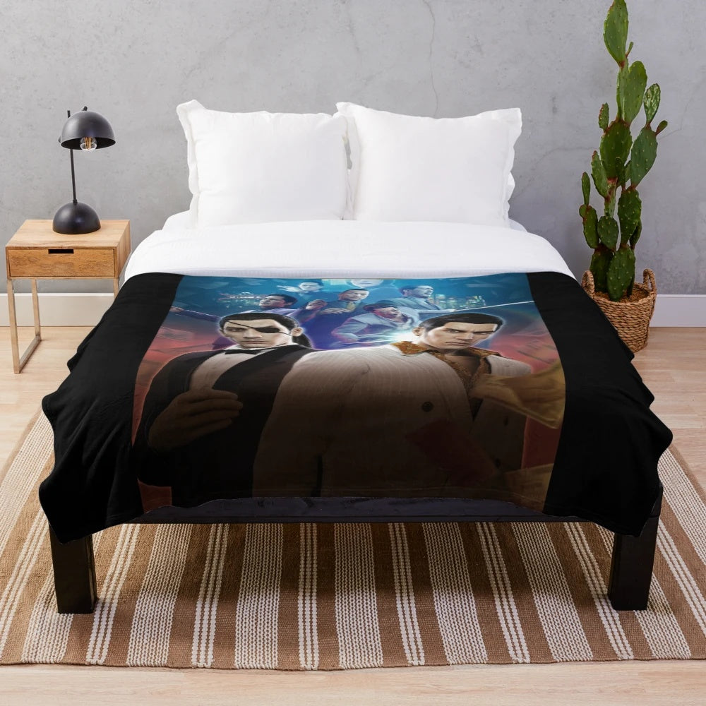 Yakuza themed plush blanket with characters from the popular Japanese video game series