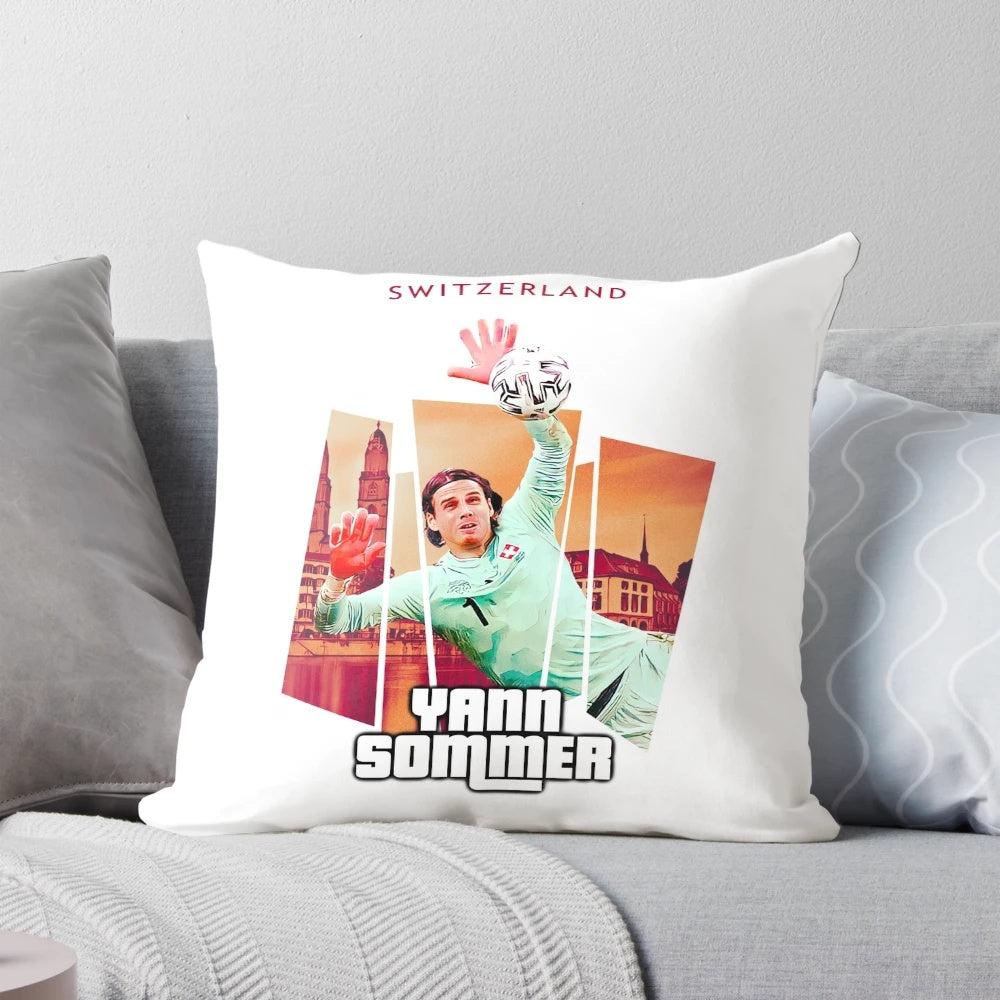 Yann Sommer, the Switzerland national team goalkeeper, featured on a GTA-style pillow.