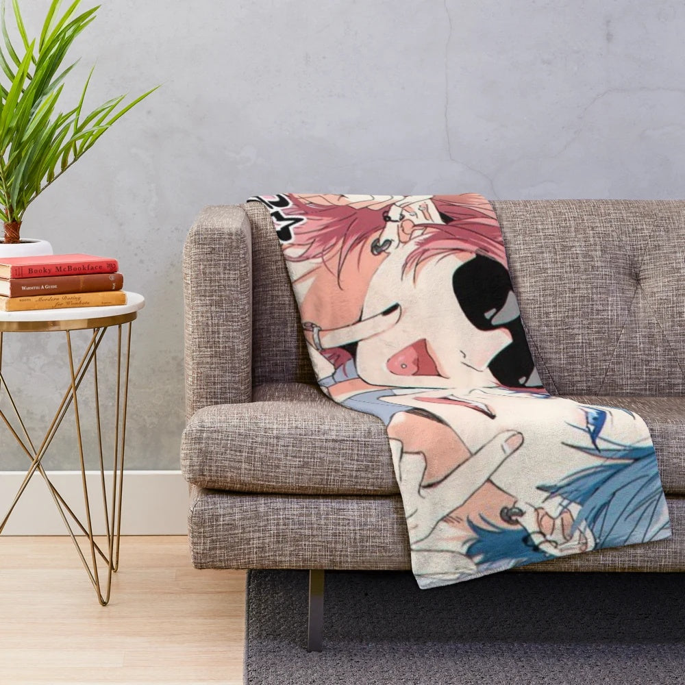 Yarichin B Club inspired plush blanket with anime and manga design