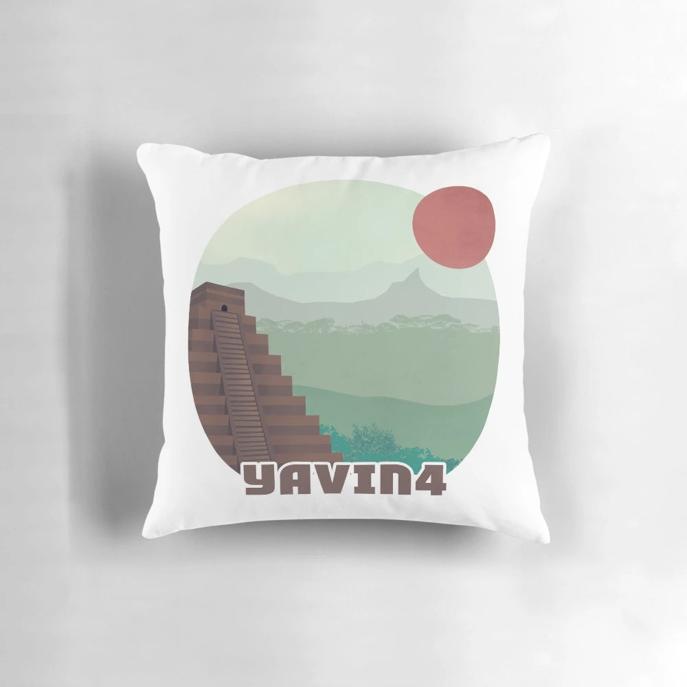 Yavin 4 Retro Star Wars Travel Poster Pillow for Home Decor