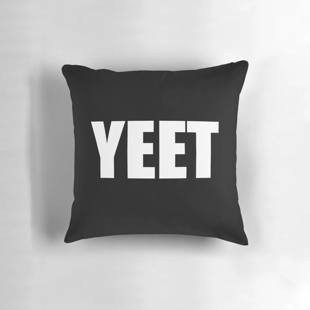 Yeet meme-inspired decorative pillow with a simple, clean design