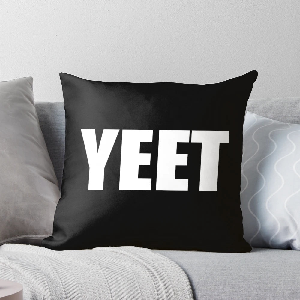 Yeet meme-inspired decorative pillow with a simple, clean design