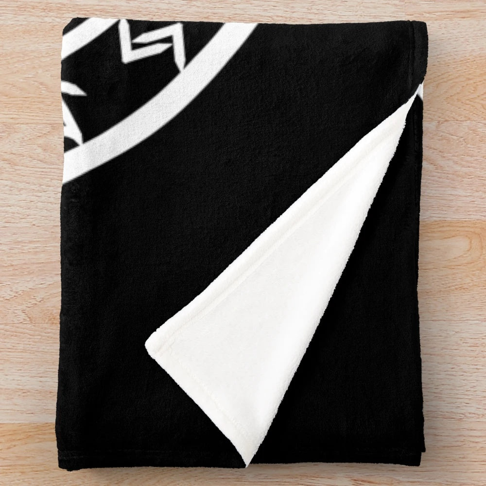 Yggdrasil Rune Circle Plush Blanket featuring Norse mythology symbols
