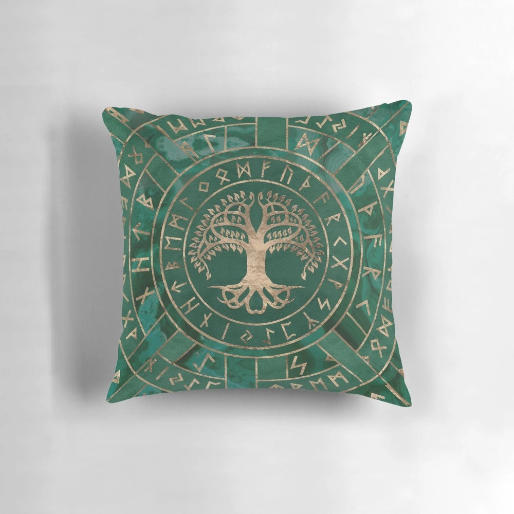 Malachite Yggdrasil Tree of Life Pillow