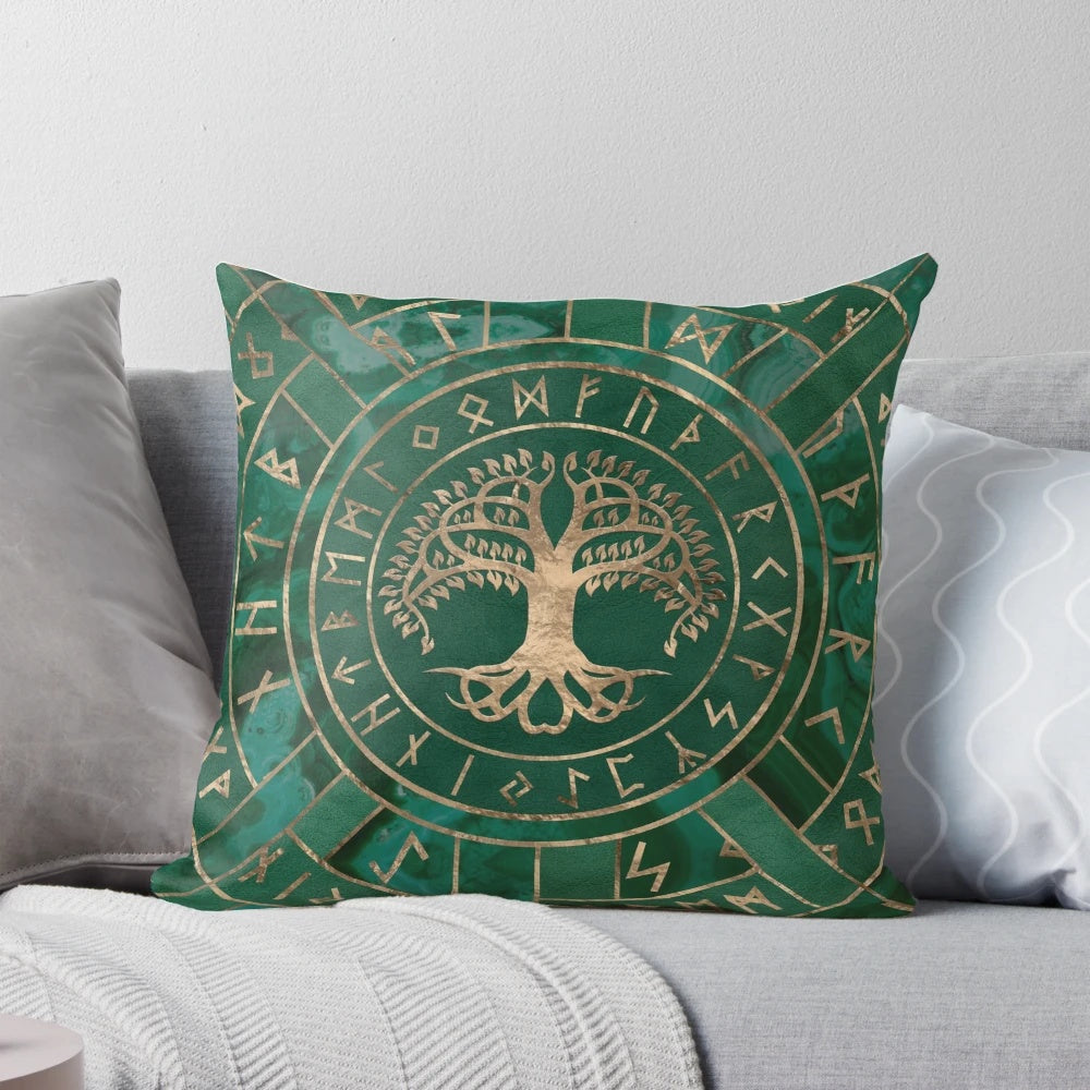 Malachite Yggdrasil Tree of Life Pillow