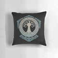 A decorative pillow featuring the Yggdrasil, the iconic Tree of Life from Norse mythology, in a modern geometric polygon design.