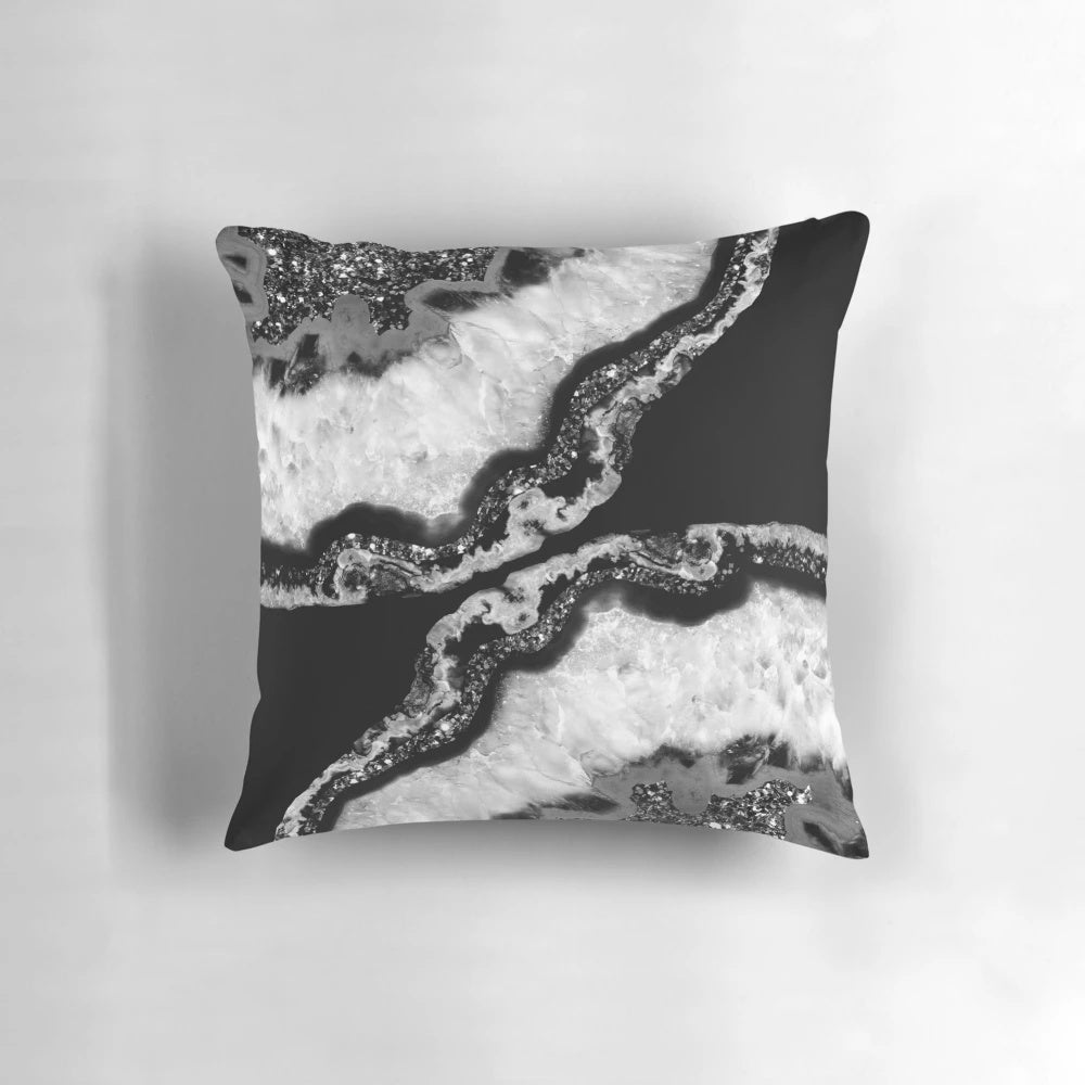 Yin Yang Agate Glam Pillow with Glitter Accents