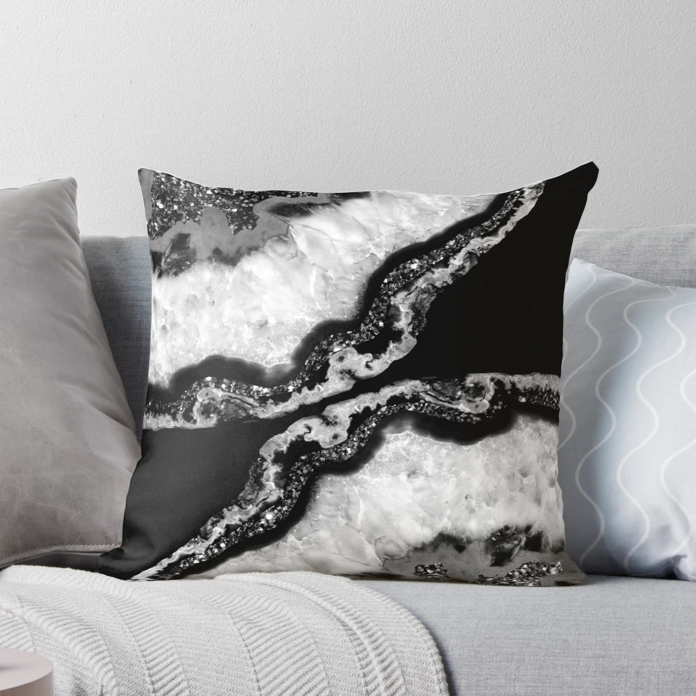 Yin Yang Agate Glam Pillow with Glitter Accents