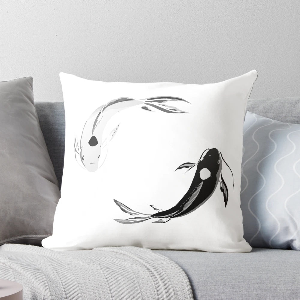 Yin yang koi fish inspired decorative pillow with avatar the last airbender design