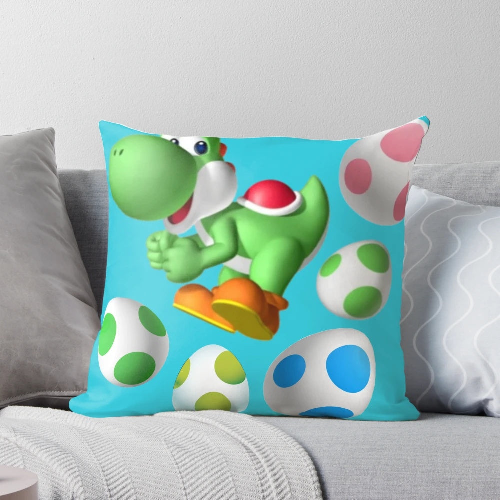Yoshi Egg Shaped Plush Pillow with Green Dinosaur Design