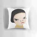 Yoshitomo Nara-inspired pillow with the artist's signature motif