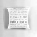 You Are My Sunshine" lyrics pillow with a cheerful, uplifting design