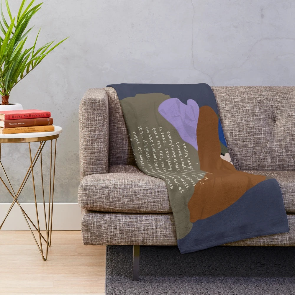 Young Royals inspired plush blanket with minimal line art and quotes