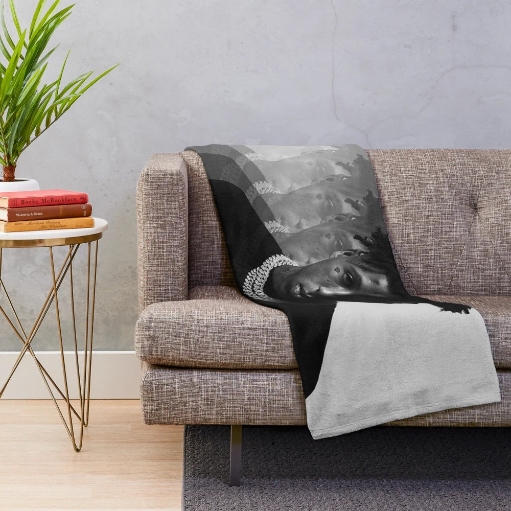 Youngboy Inspired Plush Blanket with Black and White Design
