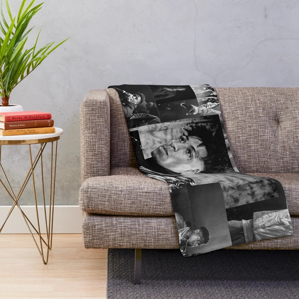 Youngboy inspired plush blanket featuring a black and white collage design