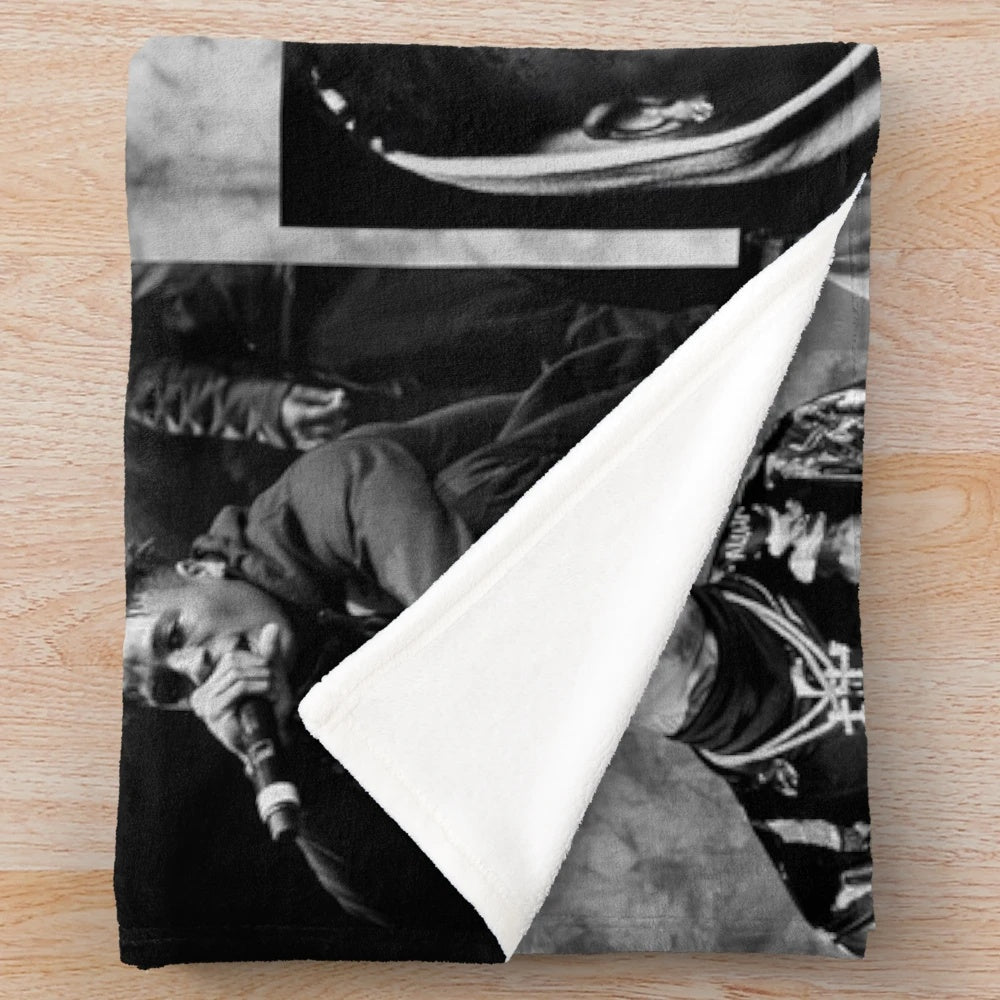 Youngboy inspired plush blanket featuring a black and white collage design
