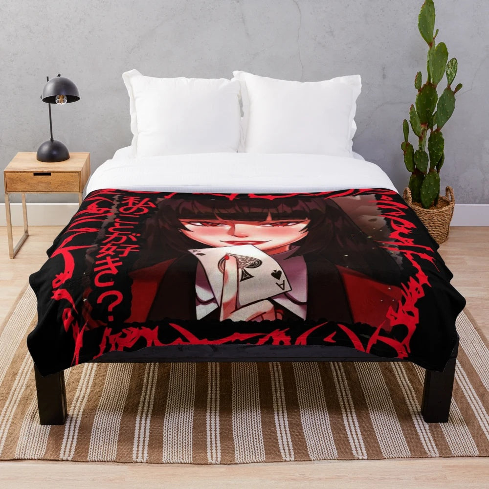 Yumeko Jabami inspired plush blanket, featuring the beloved Kakegurui character