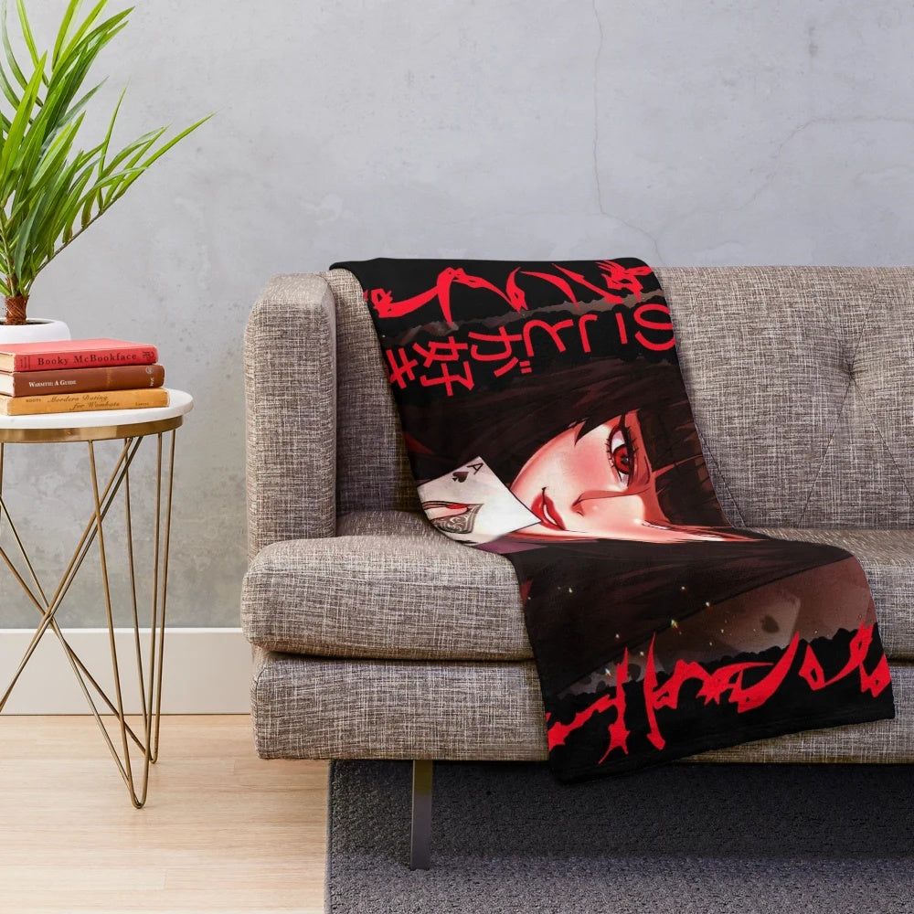 Yumeko Jabami inspired plush blanket, featuring the beloved Kakegurui character