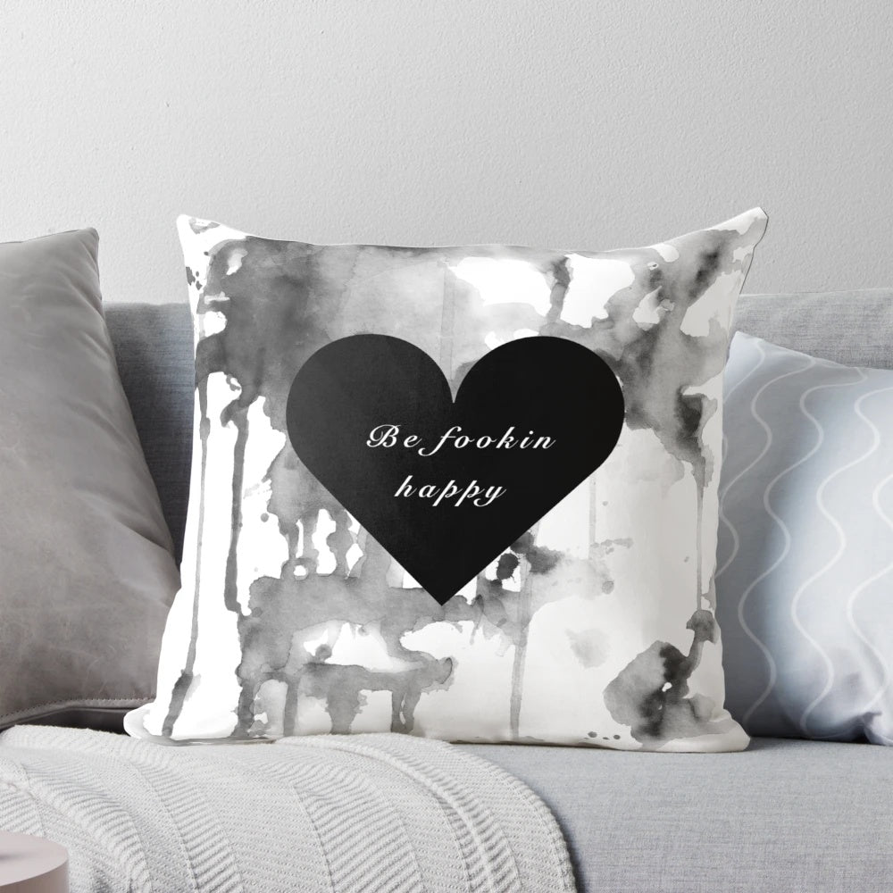 Yungblud inspired pillow with the quote "Be Fookin Happy"