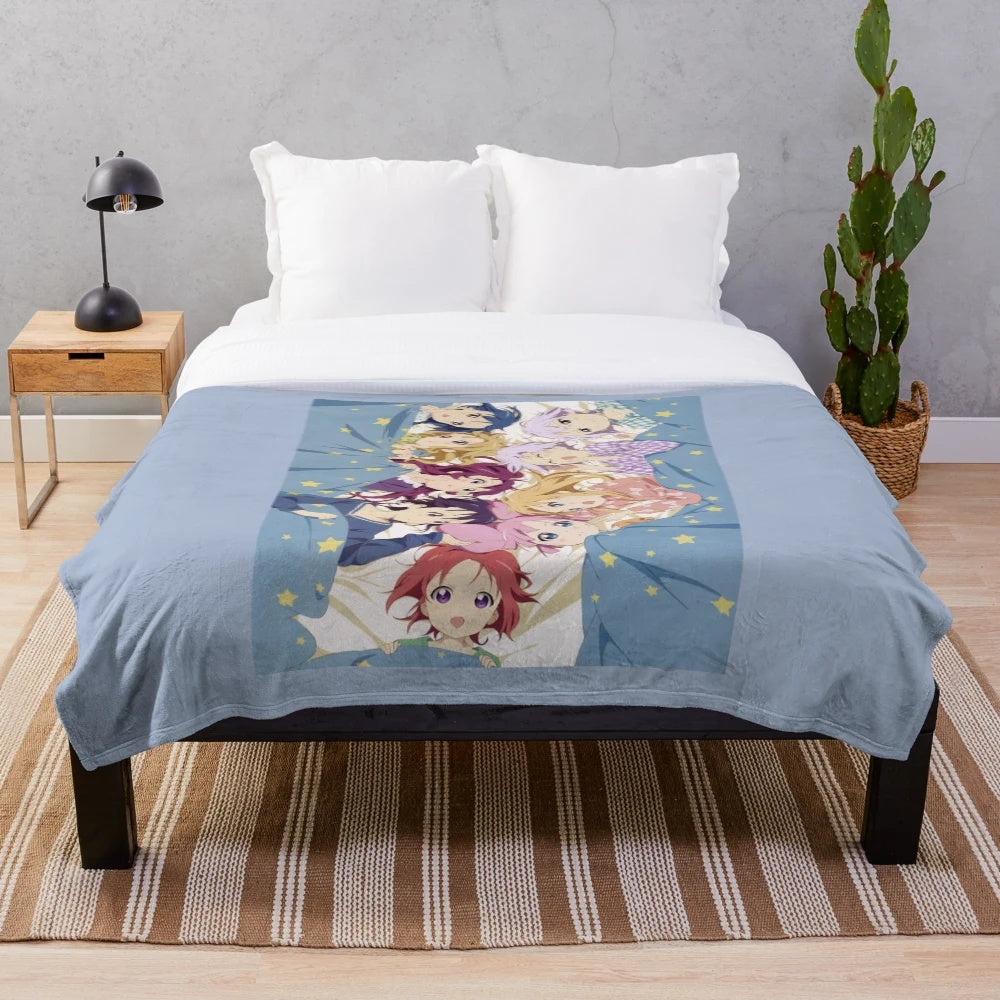 Yuru Yuri inspired plush blanket with cute anime girls