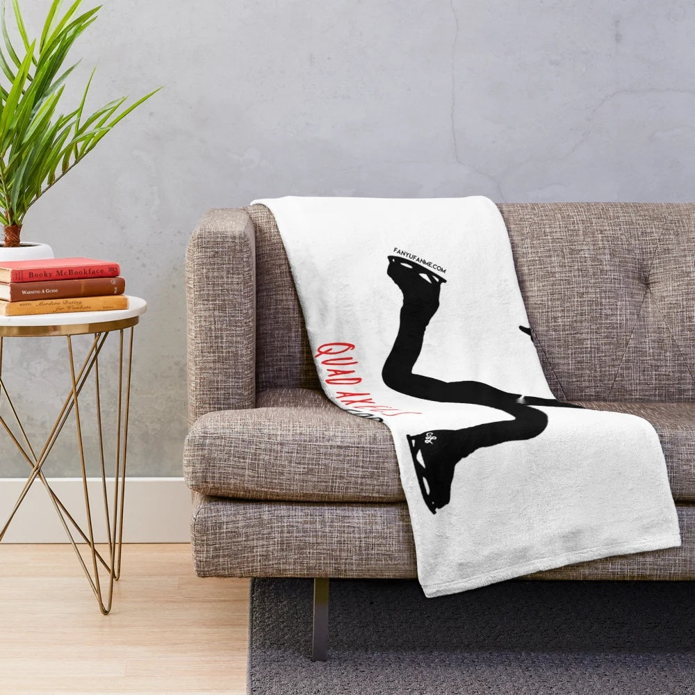 Yuzuru Hanyu inspired plush blanket featuring a quad axel heart design