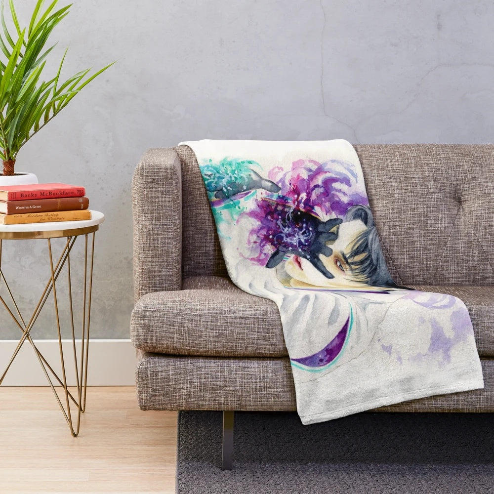 Yuzuru Hanyu Seimei Plush Blanket - Watercolor Figure Skating Fanart