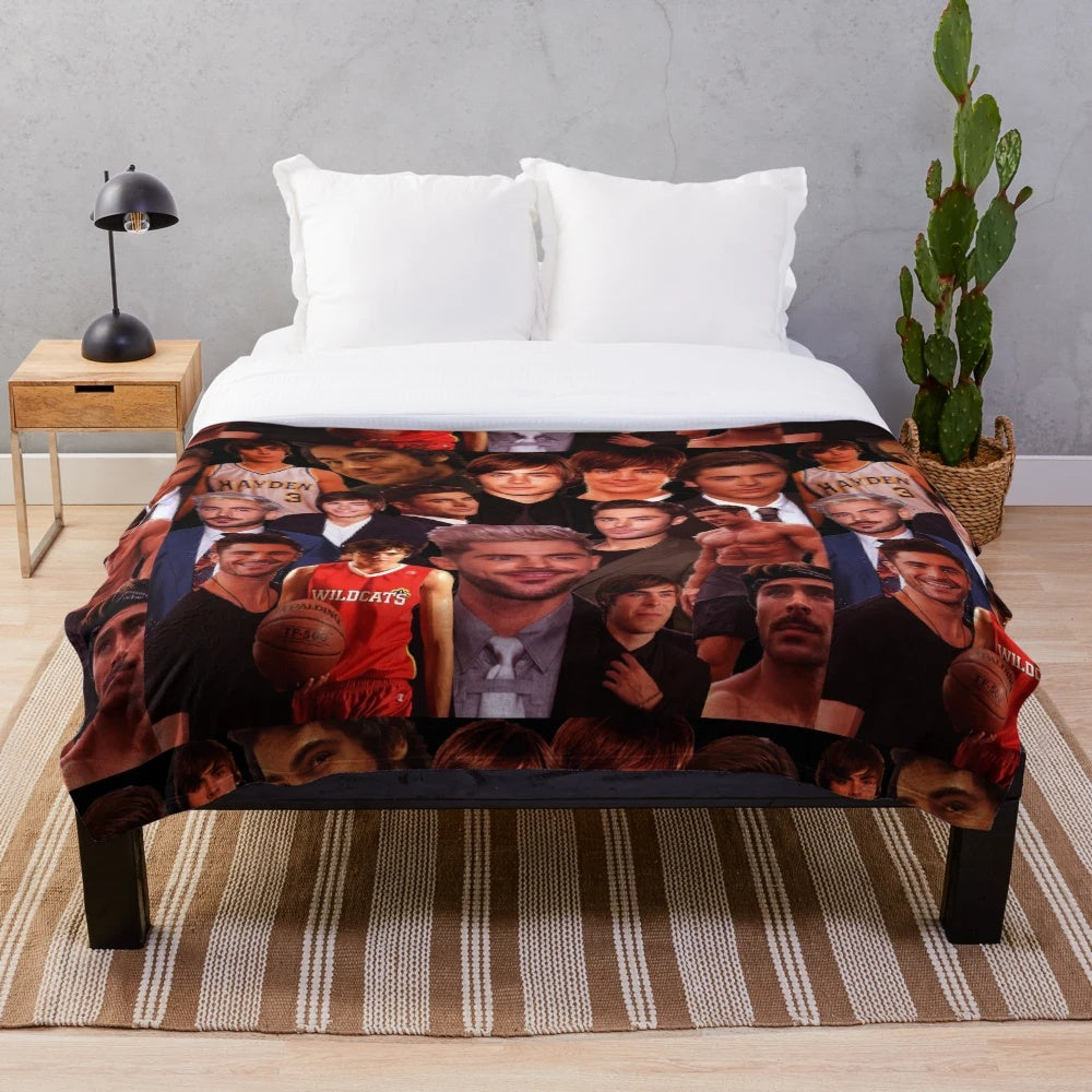 Zac Efron Collage Design Plush Blanket
