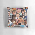 Decorative pillow featuring a collage of photos of actor Zac Efron