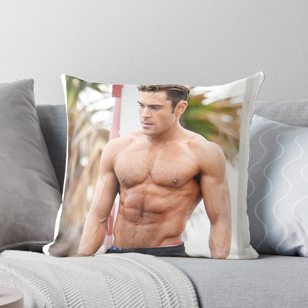 Soft, plush pillow featuring the image of actor Zac Efron