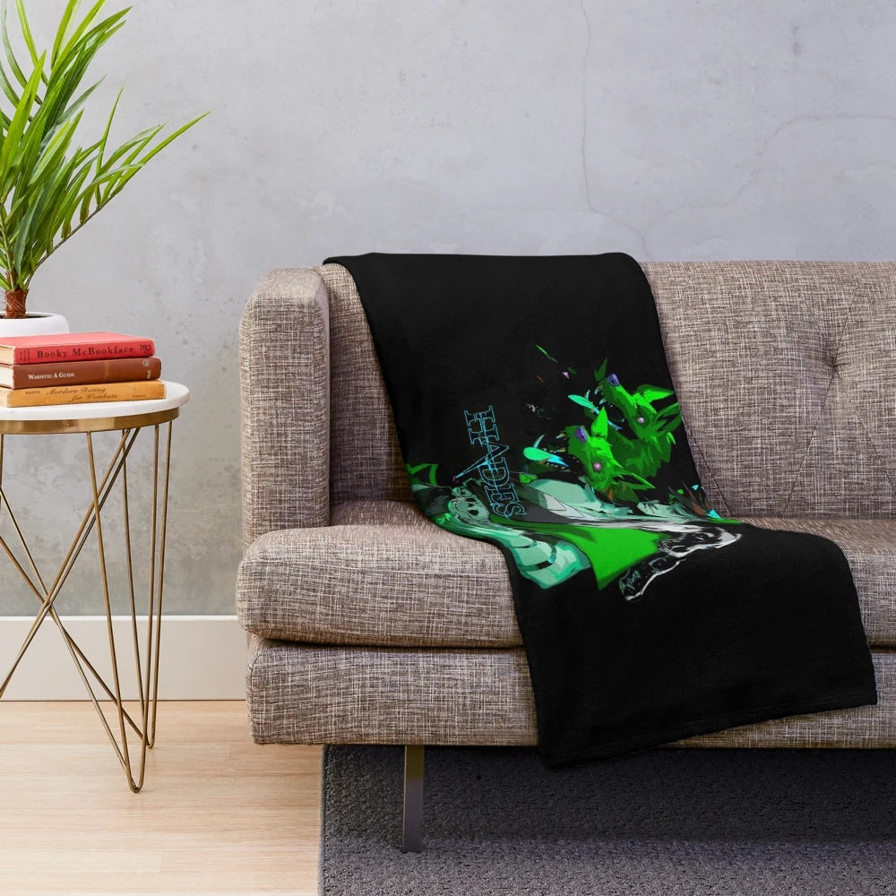 Zagreus hades plush blanket with green color design
