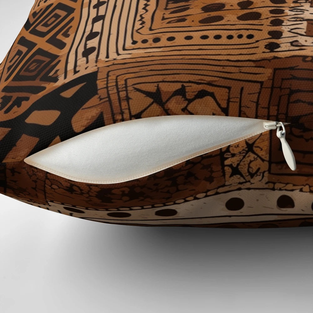 Zaharu Sanaa African Boho Pillow with Earthy Tones and Tribal Design