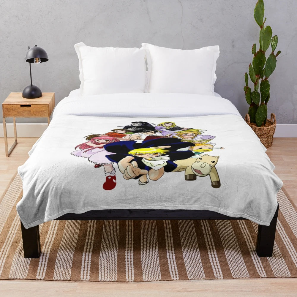 Zatch Bell inspired plush blanket featuring characters from the popular anime series