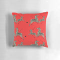 Zebra print pillow featuring a design inspired by the cult classic film 'The Royal Tenenbaums' by Wes Anderson.