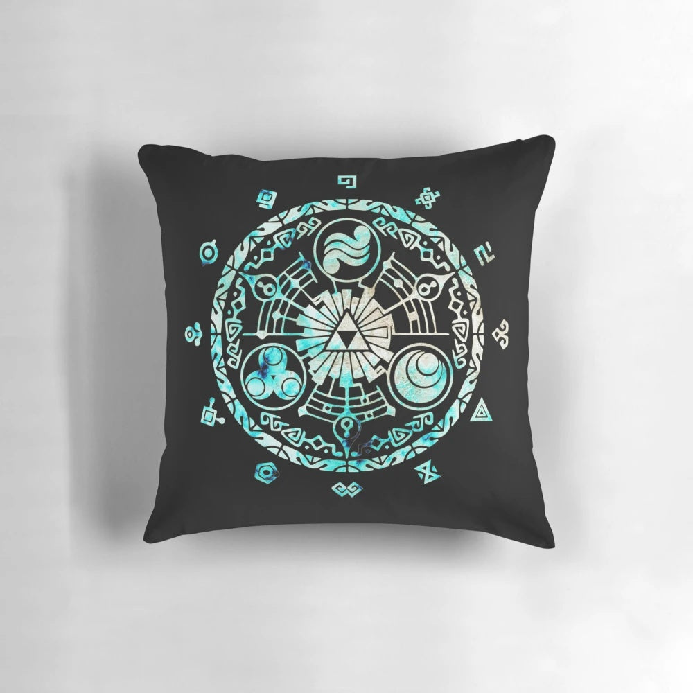 Zelda Triforce Circle Blue Decorative Pillow for Gaming and Home Decor