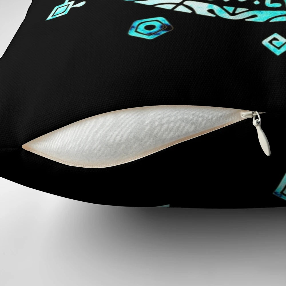 Zelda Triforce Circle Blue Decorative Pillow for Gaming and Home Decor