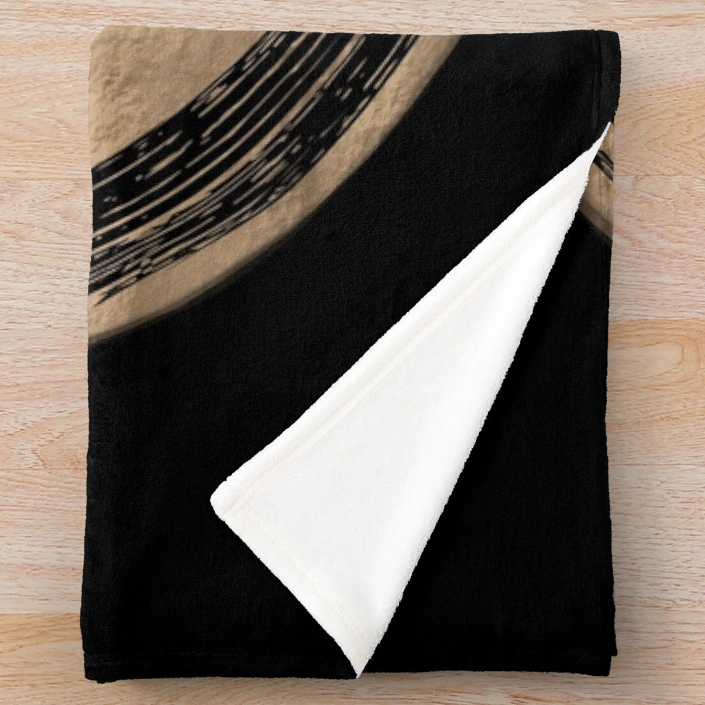 Zen Enso Circle and Bonsai Tree Gold Plush Blanket