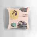 Zen-inspired decorative pillow with overlapping block shapes and textured design, perfect for Japanese-style home decor.