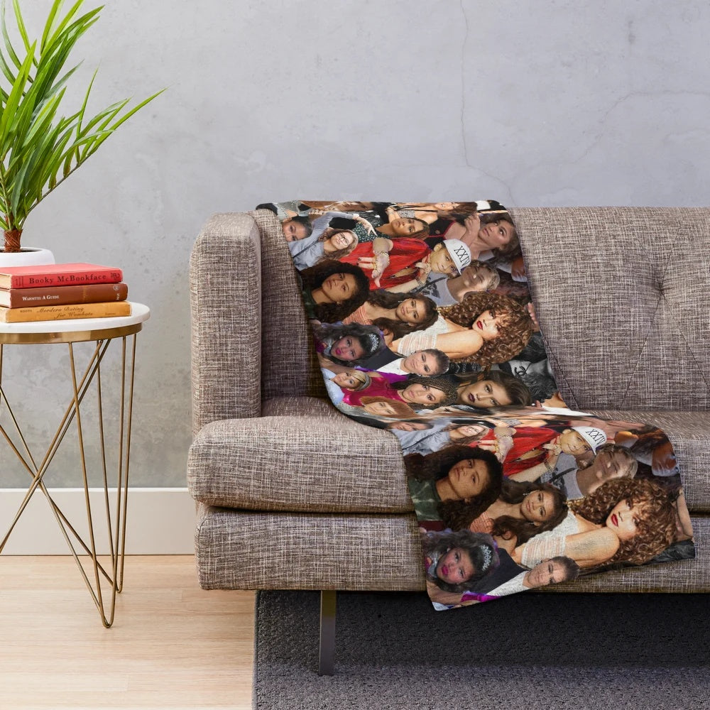 Zendaya-inspired collage design on a soft, cozy plush blanket