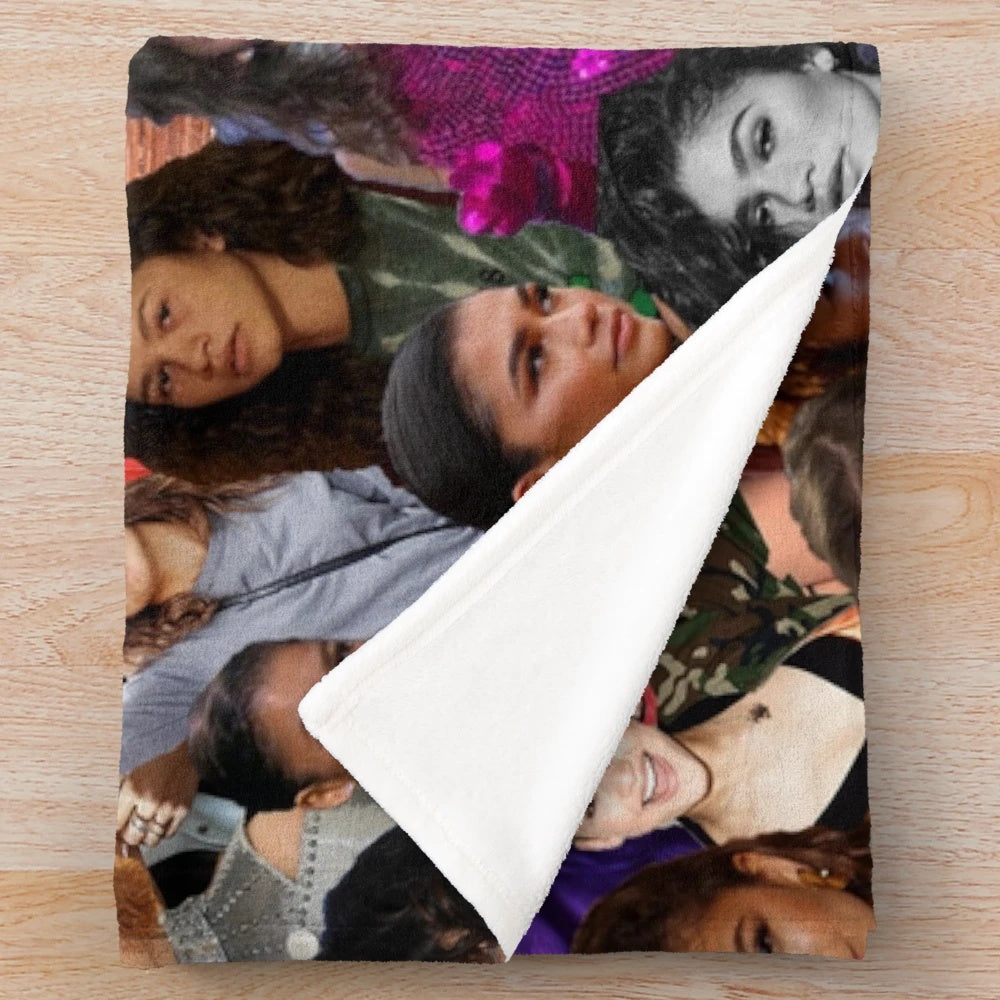 Zendaya-inspired collage design on a soft, cozy plush blanket