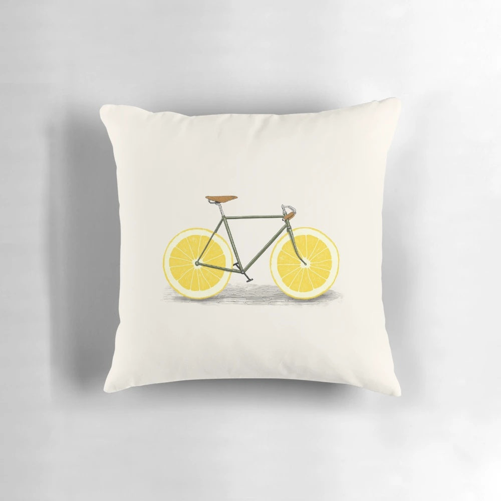 Zest decorative throw pillow featuring a bold, abstract citrus design.