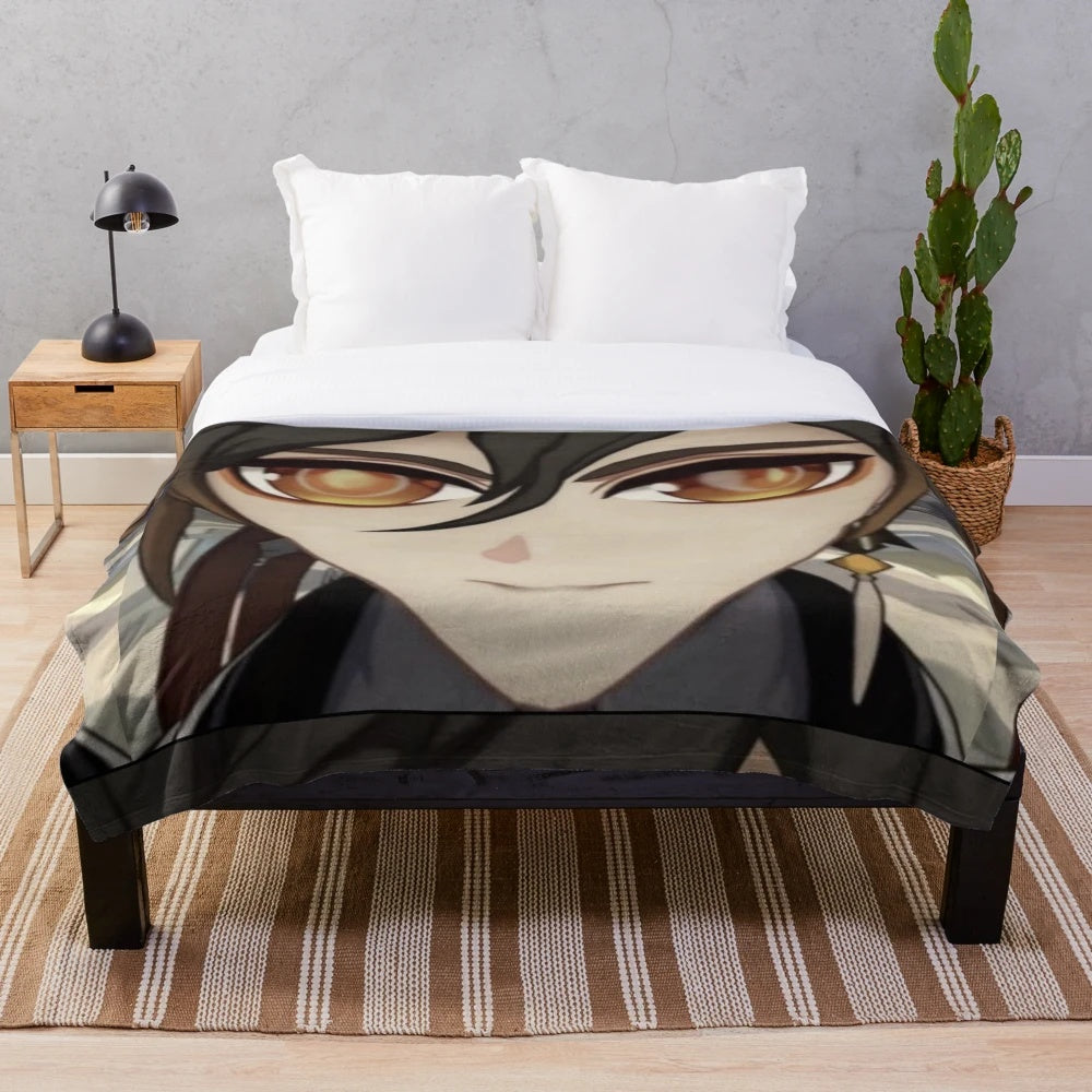 Genshin Impact Zhongli Plush Blanket with Intricate Design