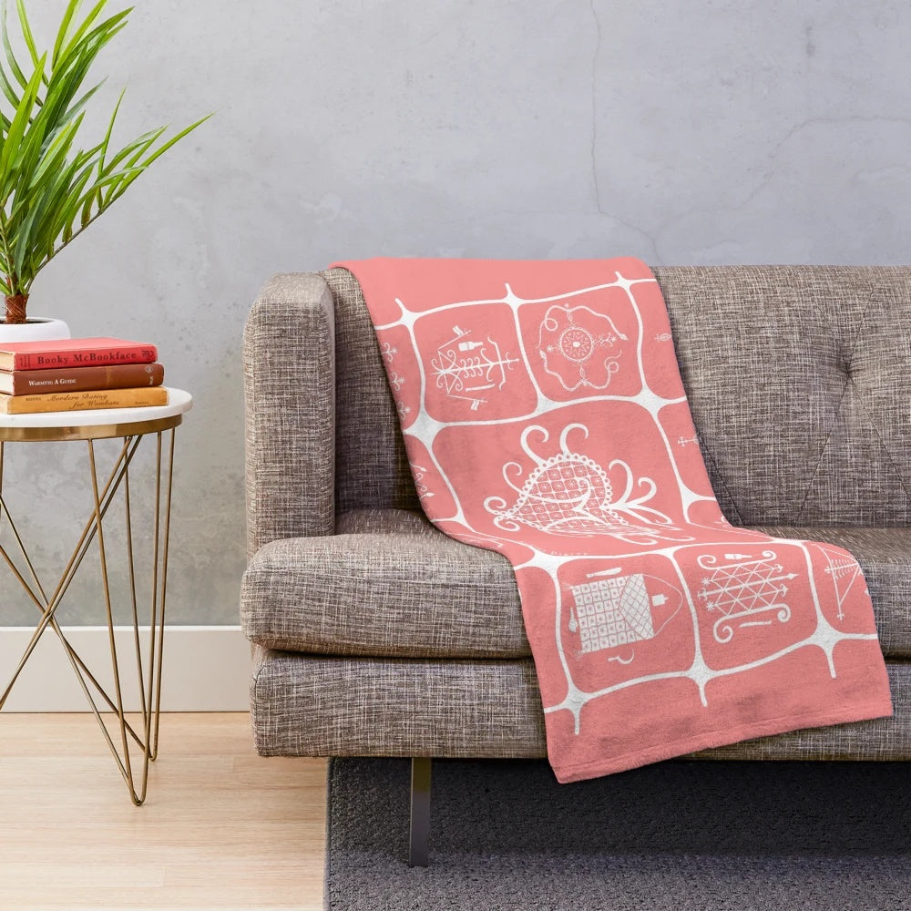 Zili Freda Inspired Plush Blanket with Haitian Vodou Symbols