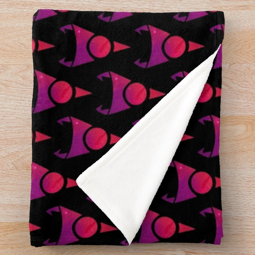 Invader Zim inspired Irken logo plush blanket with space and galaxy design